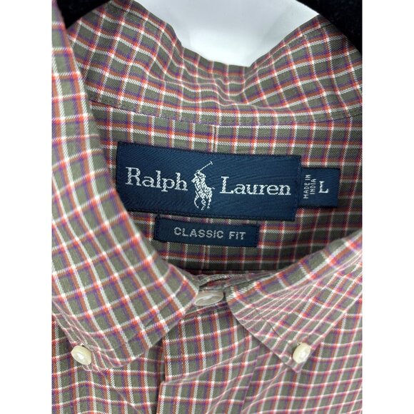 Ralph Lauren Mens Classic Fit Plaid Button Down Long Sleeve Shirt Pony Large - Picture 4 of 7
